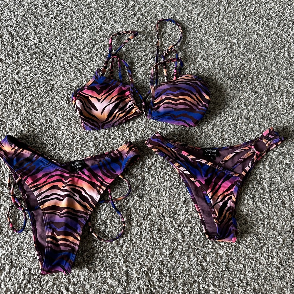Icon Swim x City Girls Bikini Set – Multicolor Zebra Print